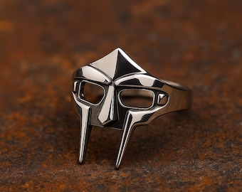 Anello MF DOOM Mask: gioielli hip hop color argento