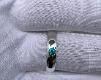 Jujutsu Kaisen Yuta Okkotsu Inspiriert Silber Ring, Minimal Blau Stein Band