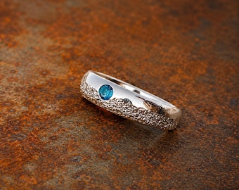 Jujutsu Kaisen Yuta Okkotsu Promise Ring, Silver Sky Blue Gemstone Band