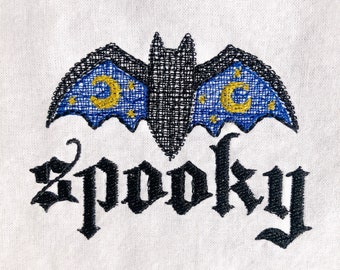 Spooky Halloween Bat MACHINE EMBROIDERY DESIGN Custom Digitizing Happy Halloween Embroidery Decoration