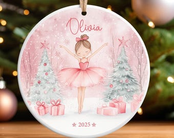 Personalized Pink Ballerina Ornament: Custom Name Girls Dancer Christmas Ornaments,