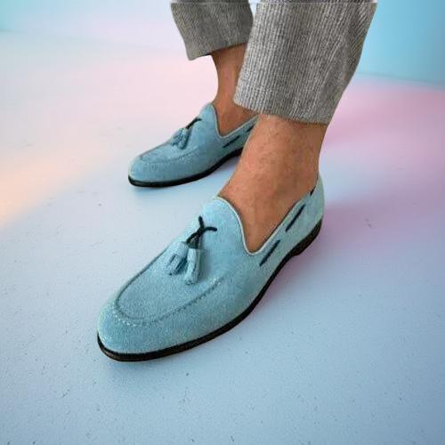 light blue dress shoes men's Mens Sky Blue Baroque Embossed Velvet Dress Loafers Shoes Wedding Prom After Midnight 7017 8 main image 1