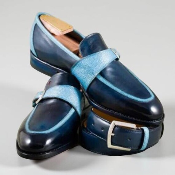 Goodyear Welted Leather Shoes, Monk Strap Slip On Loafers Formal Dress Shoes