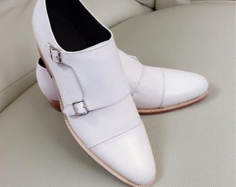Nowe mokasyny Double Monk Off White dla mężczyzn, eleganckie buty