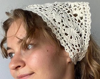 Lilly Lace bandana gehaakt pdf-patroon, luchtige hoofddoek, festivalzomerstijl (digitale download)