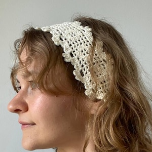 Patrón de diadema de flores a crochet filet / Accesorio de encaje para atar (patrón en PDF)