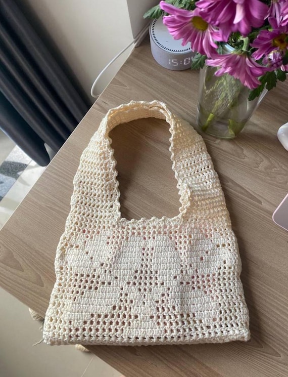 Tulip Crochet Bag Pattern • Filet Lace Summer Tote (PDF Download)