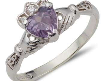 Aoine Birthstone Claddagh in Sterling Silver