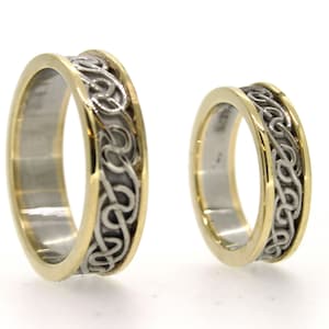 Two Tone Celtic Wedding Ring Set
