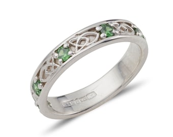 Jenna Celtic Band with Gemstones in White Gold