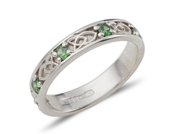 Jenna Celtic Band with Birthstones in Sterling Silver