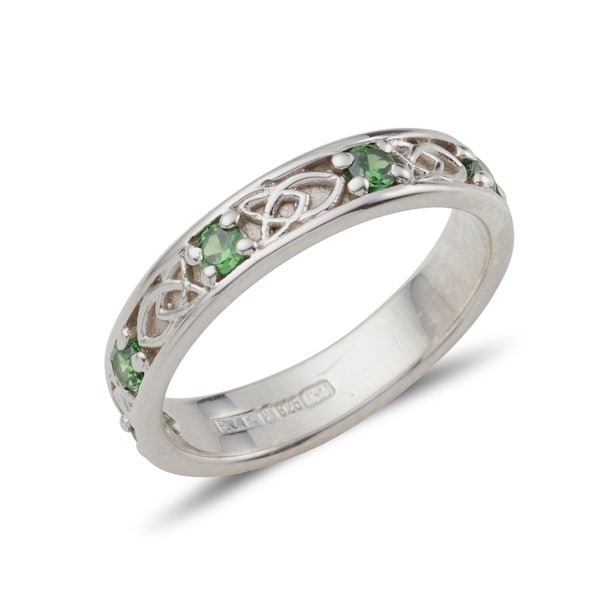 Jenna Celtic Band with Birthstones in Sterling Silver