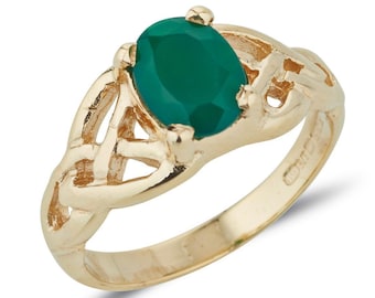 Celtic Trinity Knot Birthstone Ring in Gold