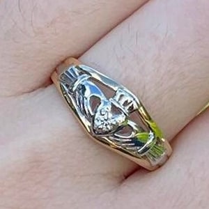 14ct Gold Claddagh Ring with Diamond
