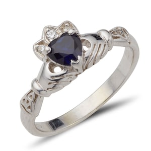 White Gold Aoine 5mm Birthstone Claddagh