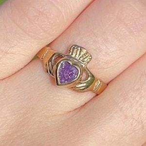 Gold Heart Shape Birthstone Claddagh