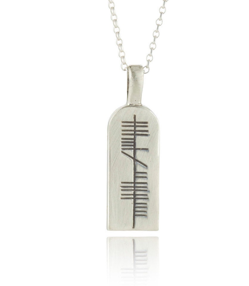 Ogham Ingot Pendant in Sterling Silver