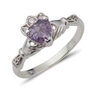 Claddagh Ring &quot;Aoine&quot; with Birthstone