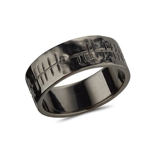 Black Rhodium Finish Ogham Ring