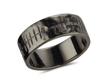 Black Rhodium Finish Ogham Ring