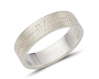 Ogham Ring in Sterling Silver matt finish