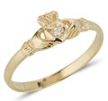 Gold Dainty Claddagh Ring with Precious Stone