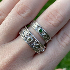 Sterling Silver Celtic Ring Set with birthstone