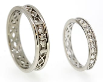 Celtic Wedding Set in White Gold