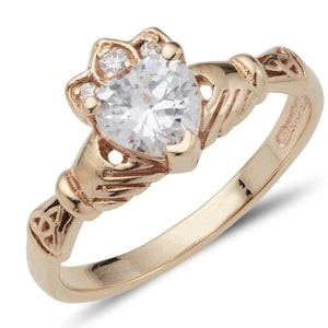 Aoine Birthstone Claddagh Ring in Gold