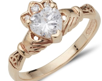 Aoine Birthstone Claddagh Ring in Gold