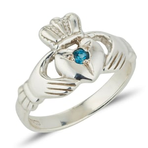 Gemstone Claddagh in Sterling Silver