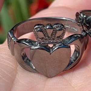 Sterling Silver Claddagh Ring black Rhodium finish