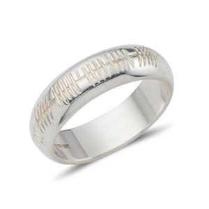 Curved Profile Ogham Ring in Sterling Silver