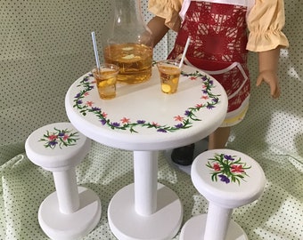 Round Table with Two Chairs - perfectly sized for Am Girl or similar dolls
