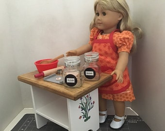Work Table w/ Baking accessories - Made to Fit American Girl or Similar