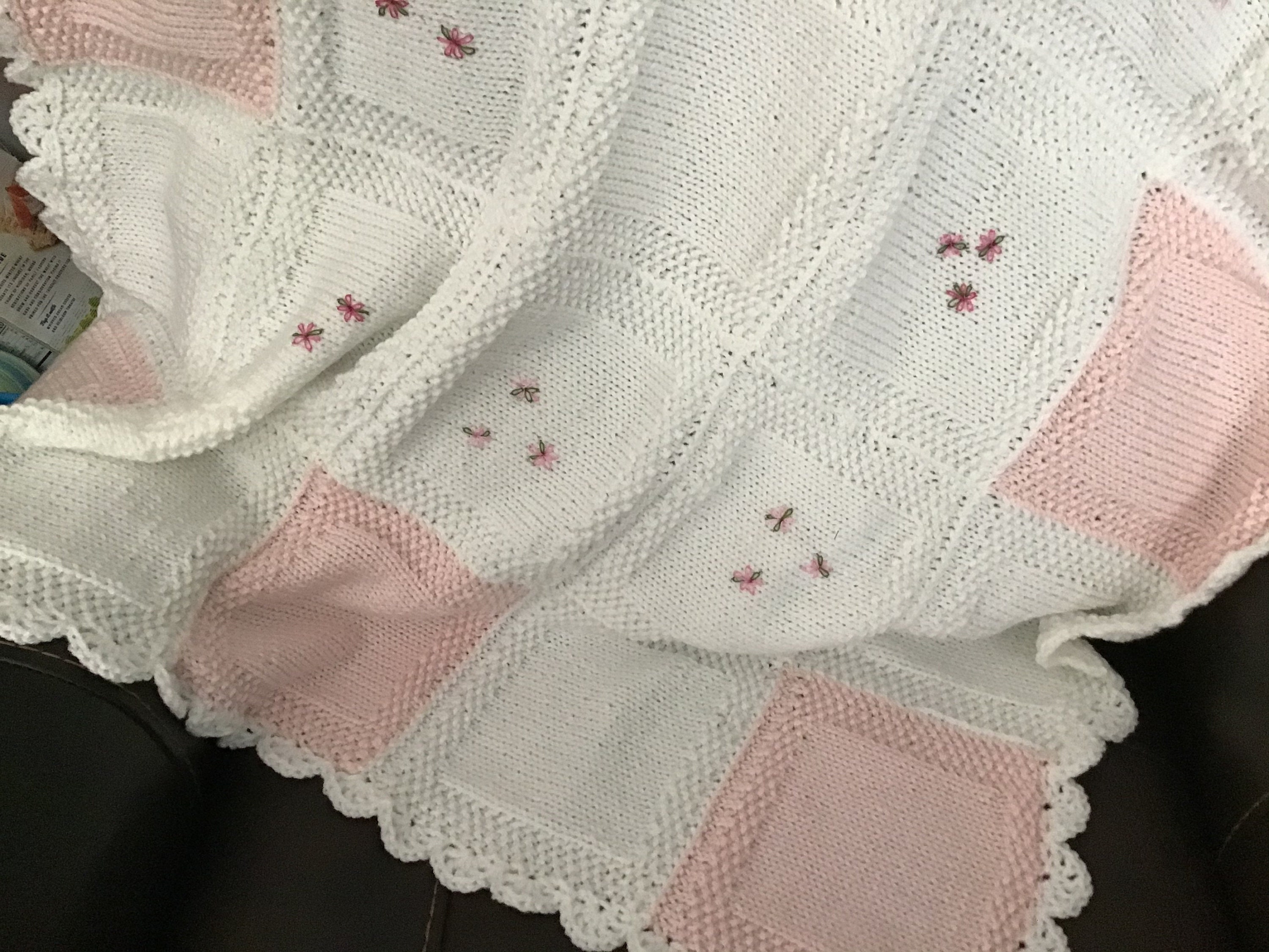 Hand knit and embroidered baby blanket color choice Etsy