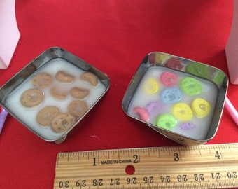 Doll Play Food - 2 Breakfast cereal bowls w/spoons - sized for American Girl or Similar