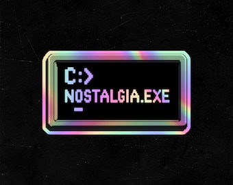 Y2K Computer Sticker – MS-DOS Retro Tech Nostalgia Holographic Laptop Decal