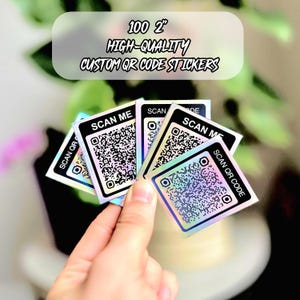 Pegatinas personalizadas con código QR – Etiquetas holográficas con logotipo empresarial, adhesivos de vinilo impermeables
