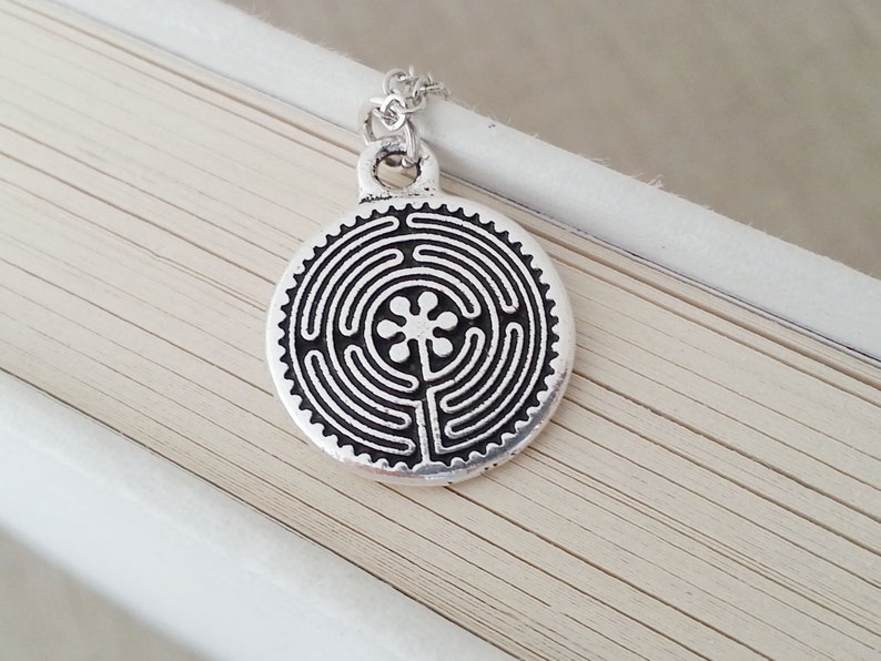 Silver Labyrinth Necklace Meval Renaissance Layering Maze Tation Yoga Round Pendant Necklaces Jewelry Valresa Com - Labyrinth Pendant Sterling Silver