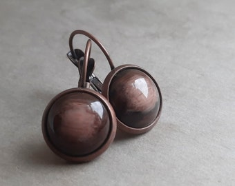 Brown Drop Earrings. Copper Brown Earrings. Bohemian Earrings. Vintage Earrings. Autumn Earrings. Boho Brown Earrings. Leverback Earrings