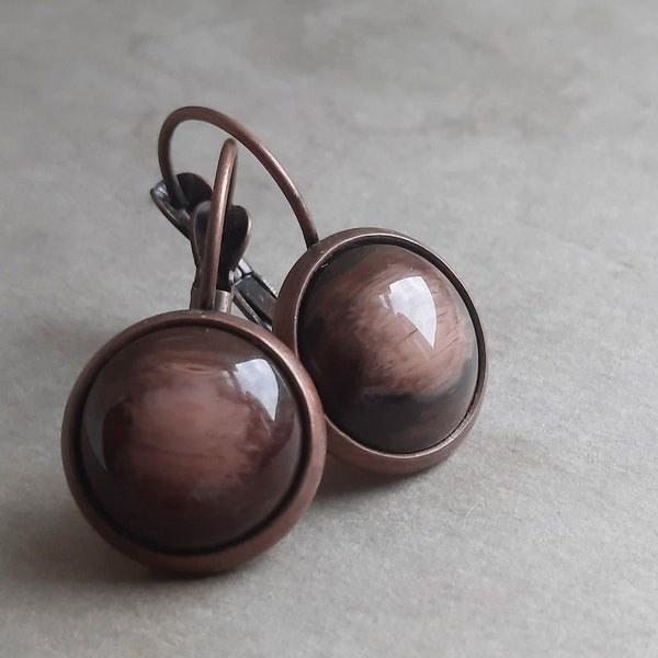 Brown Drop Earrings. Copper Brown Earrings. Bohemian Earrings. Vintage Earrings. Autumn Earrings. Boho Brown Earrings. Leverback Earrings