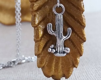 Silver Cactus Necklace. Cactus Pendant. Silver Cactuc Charm. Cactus Jewelry