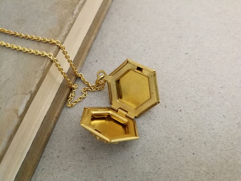 Brass Hex Locket Necklace. Zodiac Locket Necklace. Golden Locket. Aquarius Locket. Aries Locket, Virgo Locket. Libra Locket. Taurus Locket image 5