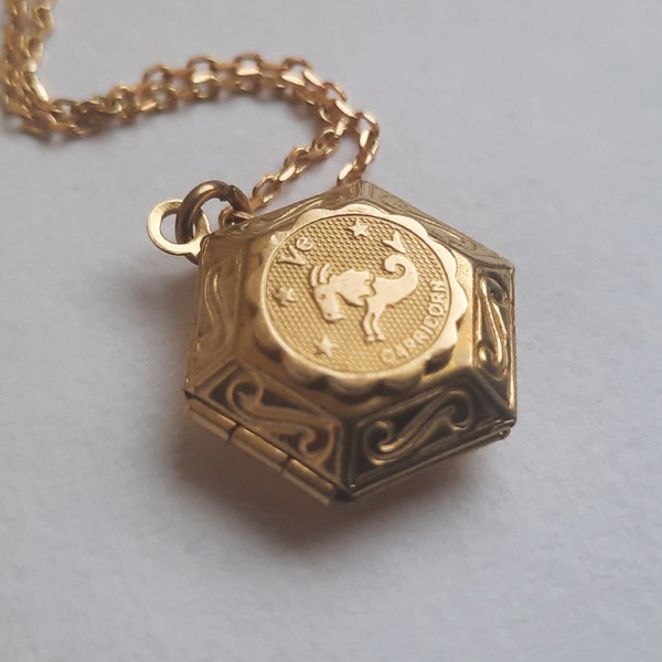 Brass Hex Locket Necklace. Zodiac Locket Necklace. Golden Locket. Aquarius Locket. Aries Locket, Virgo Locket. Libra Locket. Taurus Locket