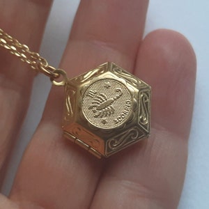 Brass Hex Locket Necklace. Zodiac Locket Necklace. Golden Locket. Aquarius Locket. Aries Locket, Virgo Locket. Libra Locket. Taurus Locket image 10