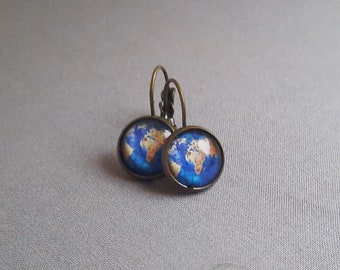 World Map Earrings. Vintage Earrings. Vintage World Map. Boho Earrings. Old Map Earrings. Simple Everyday. Map Jewellery. Christmas Gift