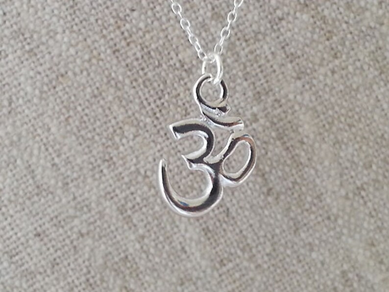 Ohm Necklace. Small Silver Om. Sterling Silver Chain. Ohm. Om. - Etsy