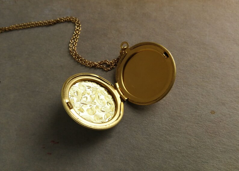White Gold Locket Necklace. Round Locket Necklace. Gold Brass Etsy