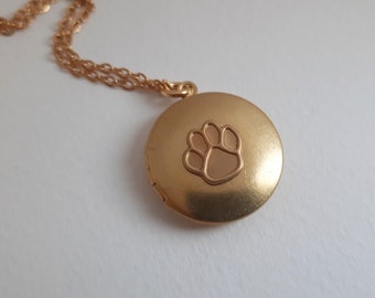 Dog Paw Locket, Brass Pet Locket Necklace, Small Locket Necklace, Brass Locket, Photo Locket, Boho Locket, Gift Idea For Animal Lover